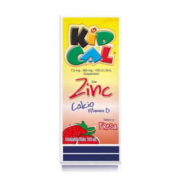 Kidcal con Zinc Sabor a Fresa 7,5Mg+300Mg+100UI+5mL Suspensión Frasco X 180mL